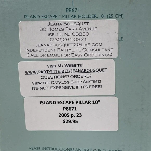 PartyLite‎ Island Escape Pillar Candle Holder New in Box Tropical Coastal Decor - Picture 3 of 11